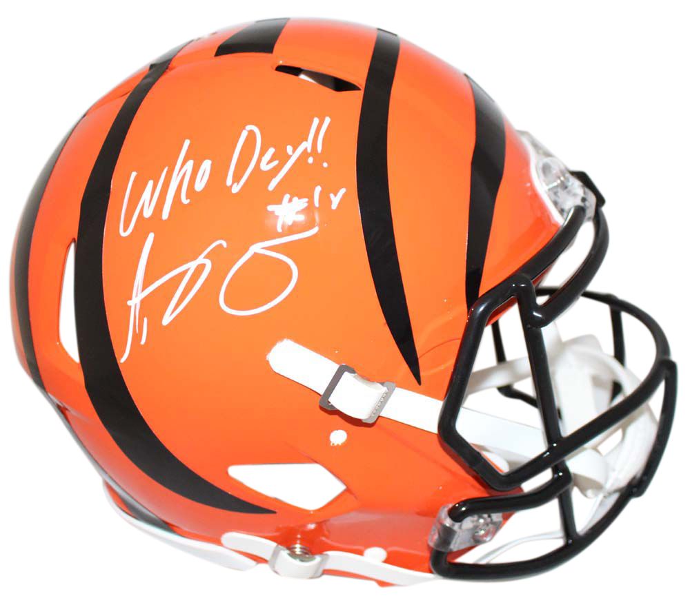 AJ Green Autographed Cincinnati Bengals Authentic Speed Helmet Who Dey BAS