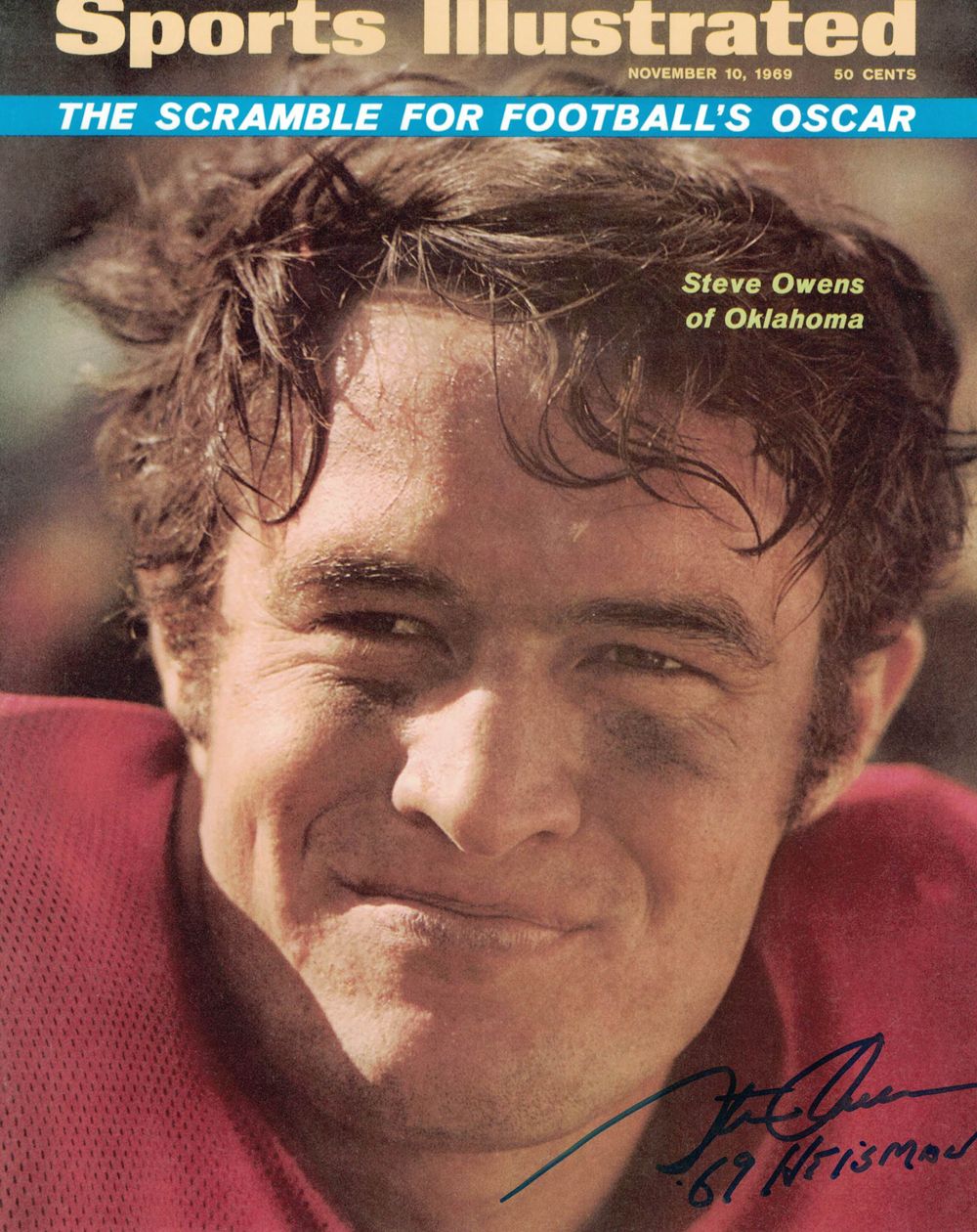 Steve Owens Autographed/Signed Oklahoma Sooners 8x10 Photo Heisman