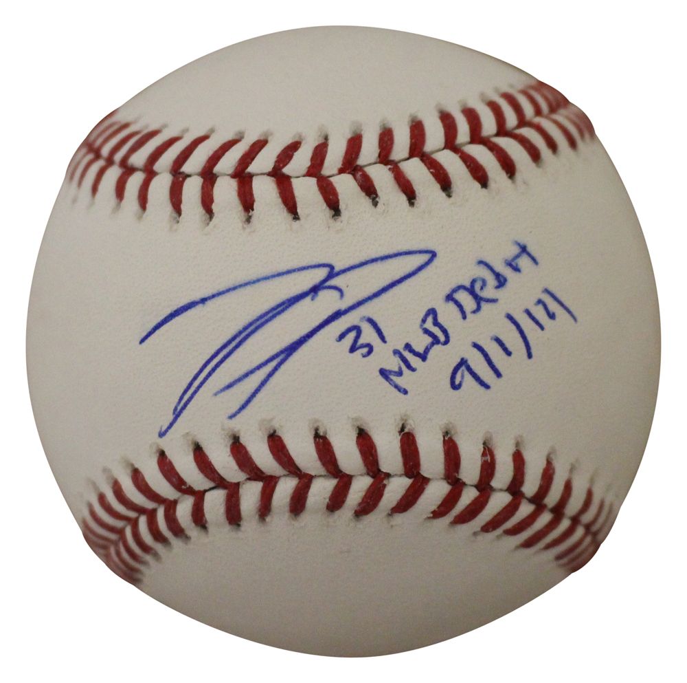 Joc Pederson Autographed Los Angeles Dodgers OML Baseball MLB Debut BAS
