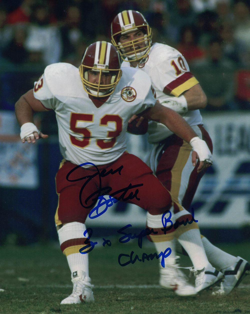 Jeff Bostic Autographed/Signed Washington Redskins 8x10 Photo 3x Champs