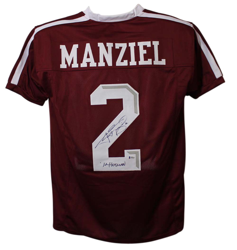 Johnny Manziel Autographed/Signed College Style Red XL Jersey Heisman BAS