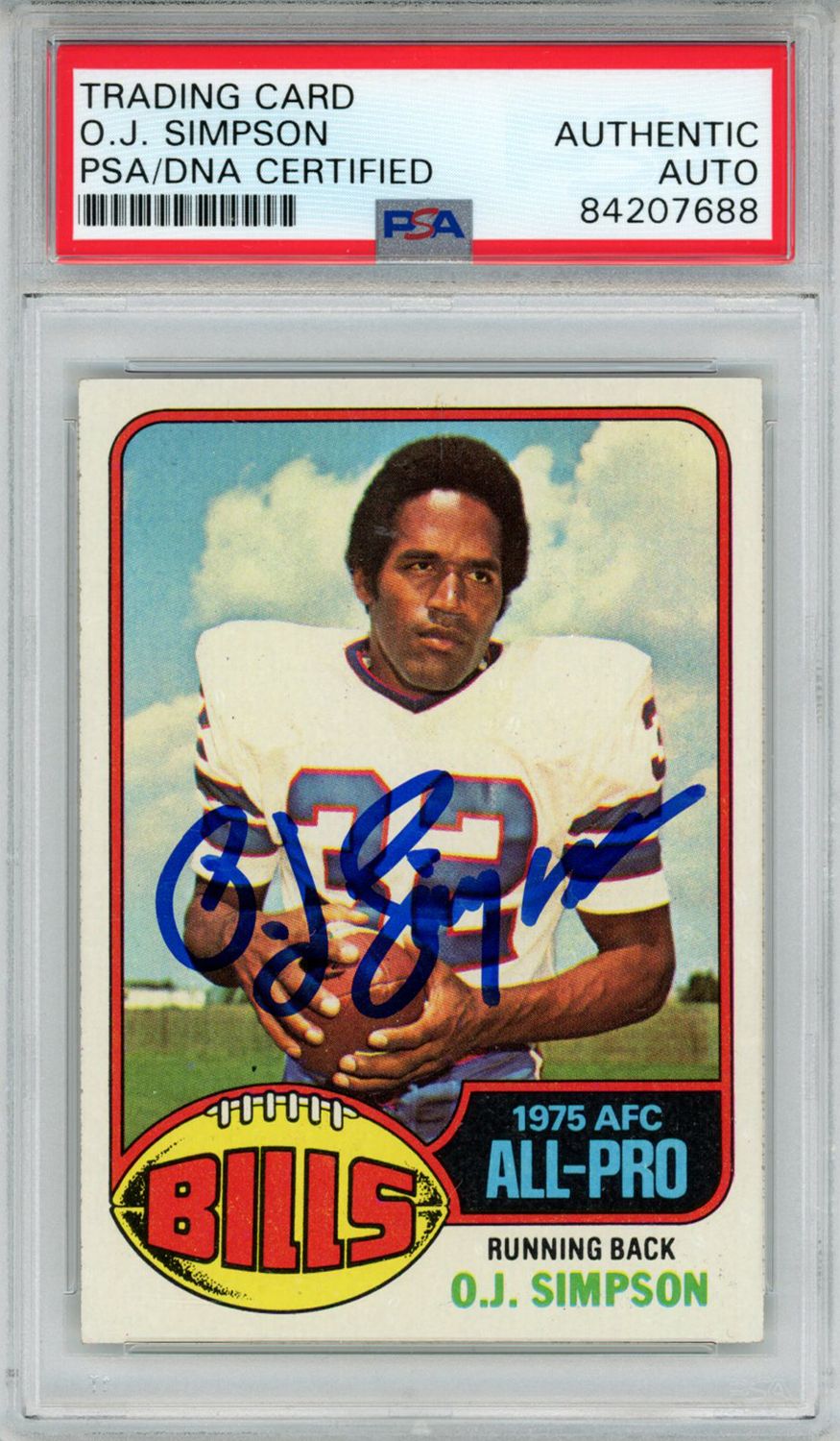 O.J. Simpson Autographed 1976 Topps All Pro #300 Trading Card PSA Slab