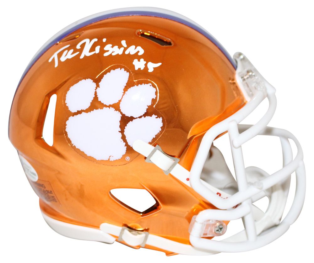 Tee Higgins Autographed/Signed Clemson Tigers Chrome Mini Helmet BAS
