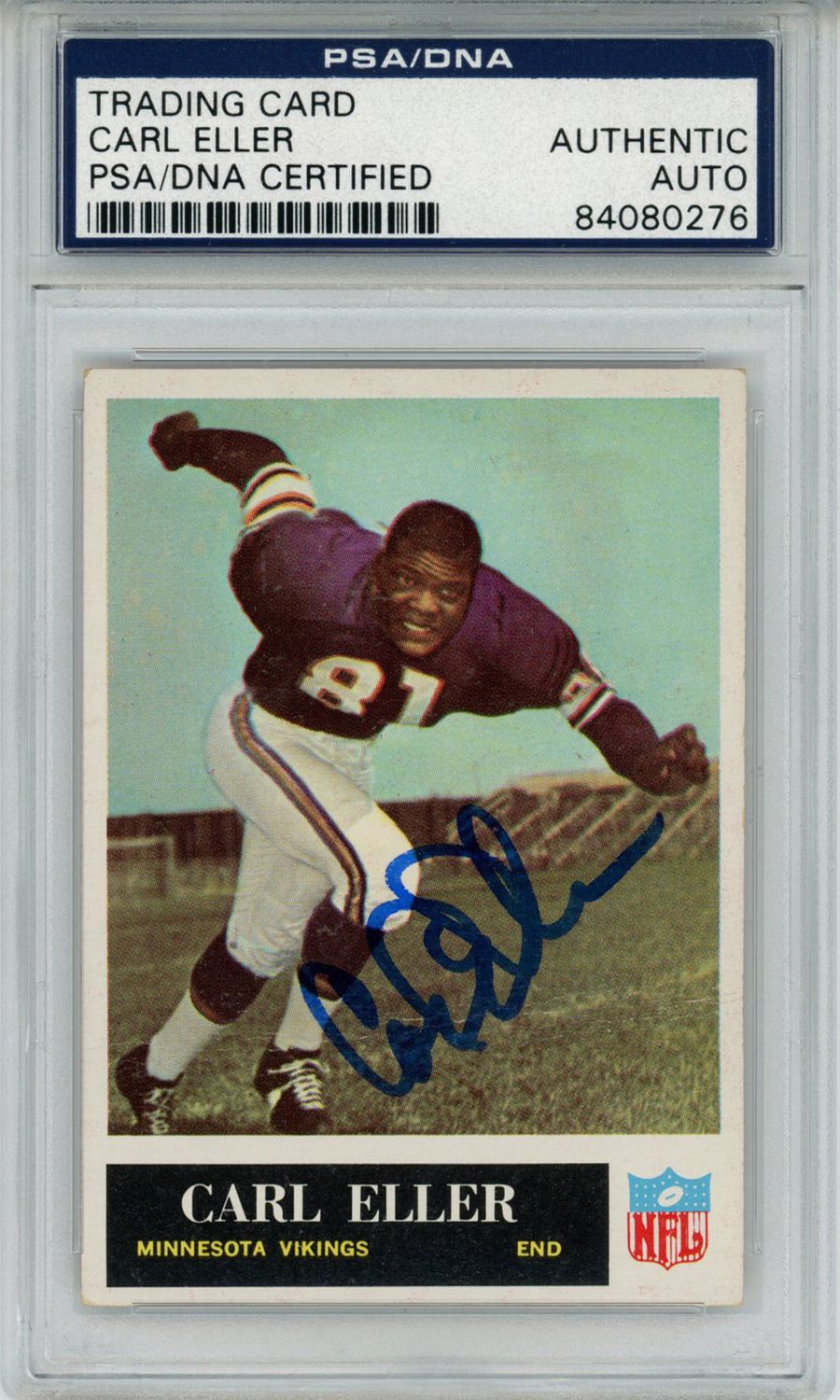 Carl Eller Signed 1965 Philadelphia #105 Trading Card PSA Slab