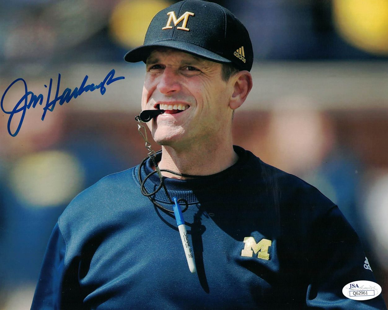 Jim Harbaugh Autographed Michigan Wolverines 8x10 Photo Coach JSA