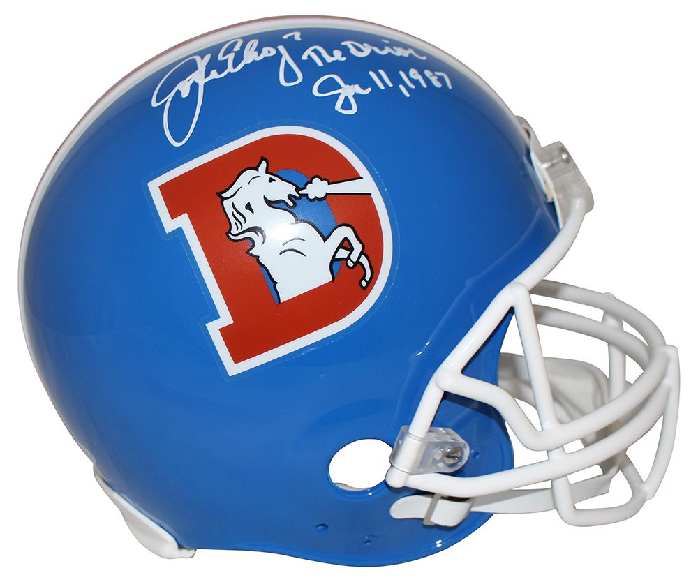 John Elway Signed Denver Broncos Authentic D Logo Helmet The Drive BAS