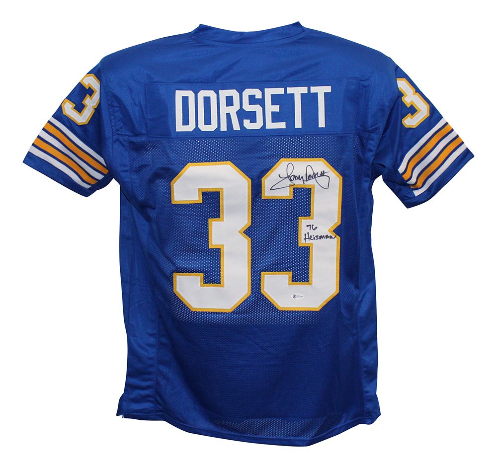 Tony Dorsett Autographed/Signed College Style Blue XL Jersey Heisman BAS
