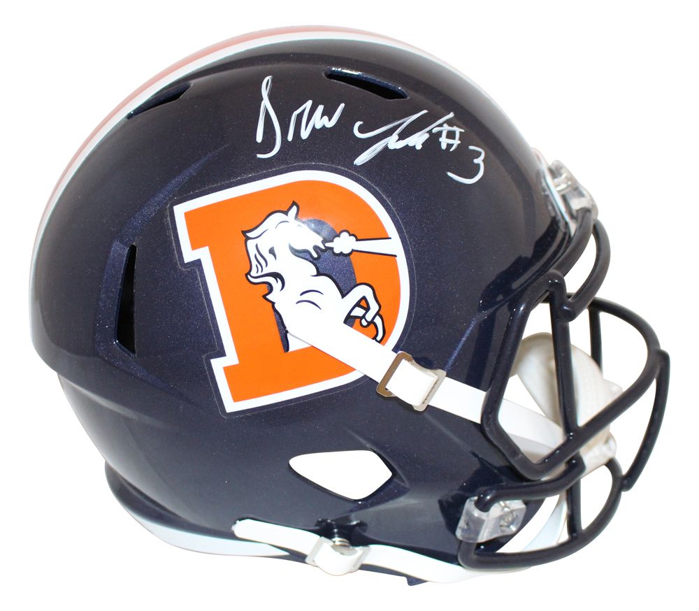 Drew Lock Autographed/Signed Denver Broncos Color Rush Helmet BAS