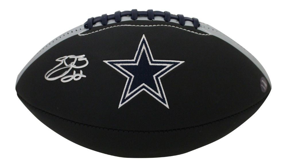 Emmitt Smith Autographed/Signed Dallas Cowboys Black Logo Football BAS