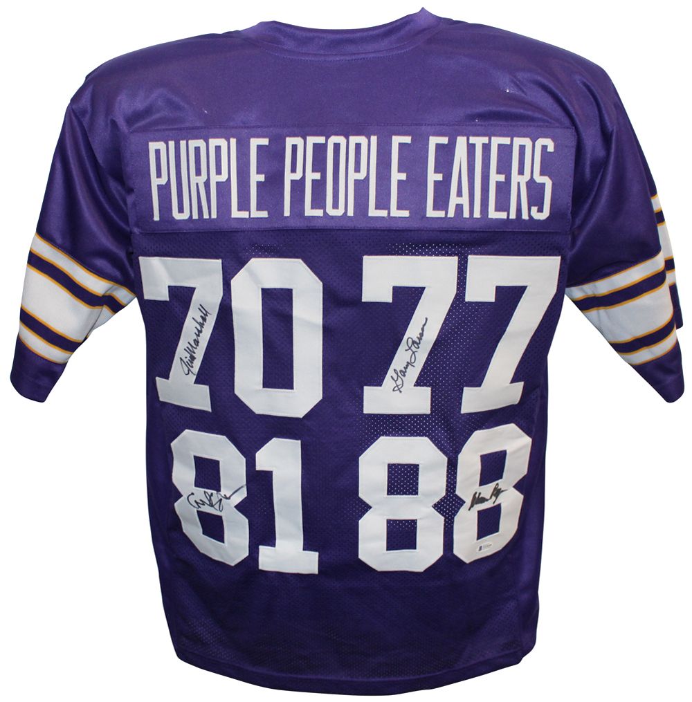 Purple People Eaters Autographed/Signed Pro Style Purple XL Jersey BAS