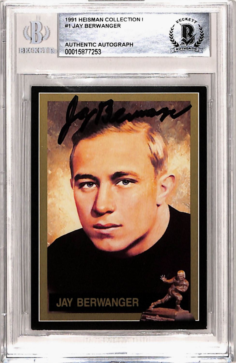 Jay Berwanger Autographed/SIgned Heisman #1 Trading Card Slab Beckett 43308