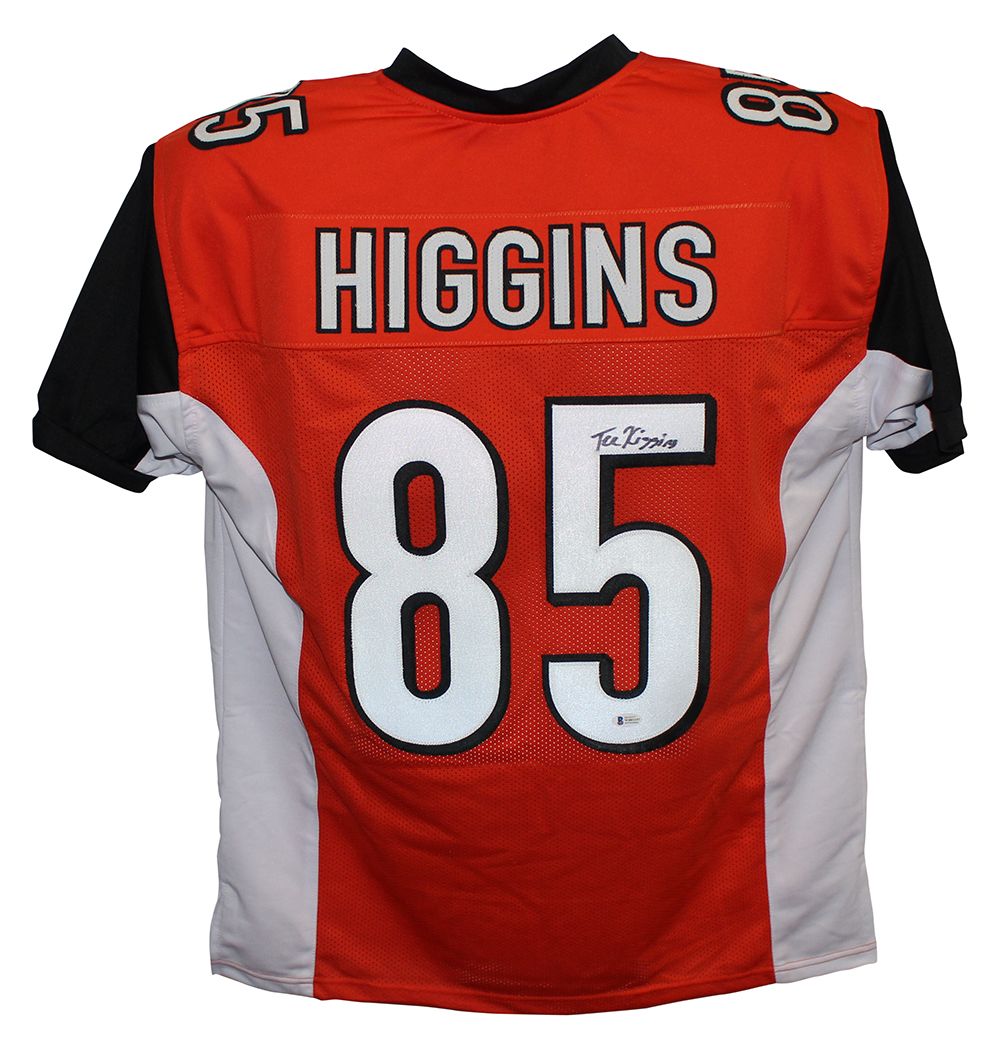 Tee Higgins Autographed/Signed Pro Style Orange XL Jersey BAS