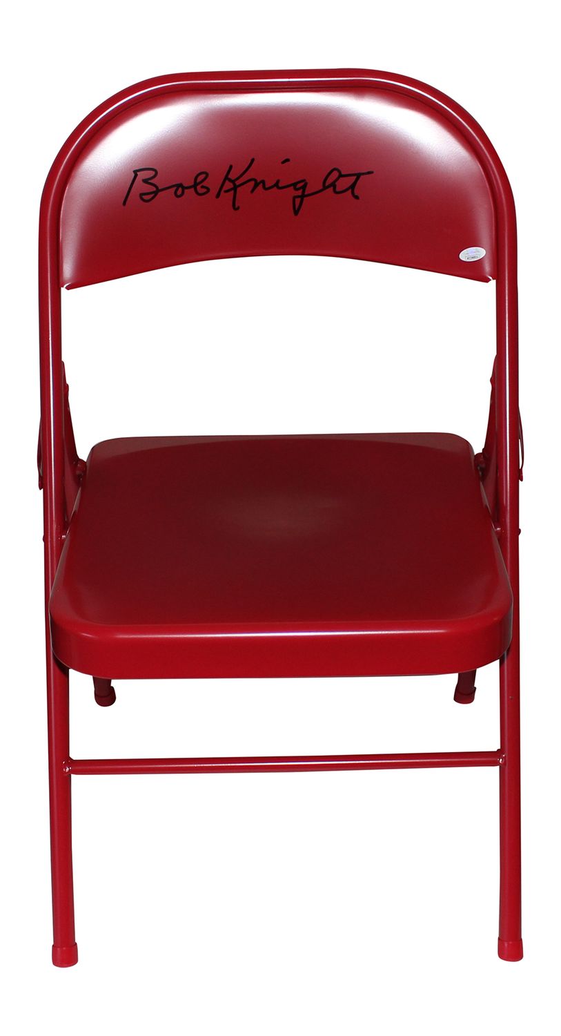 Bobby Knight Autographed/Signed Indiana Hoosiers Red Folding Chair JSA