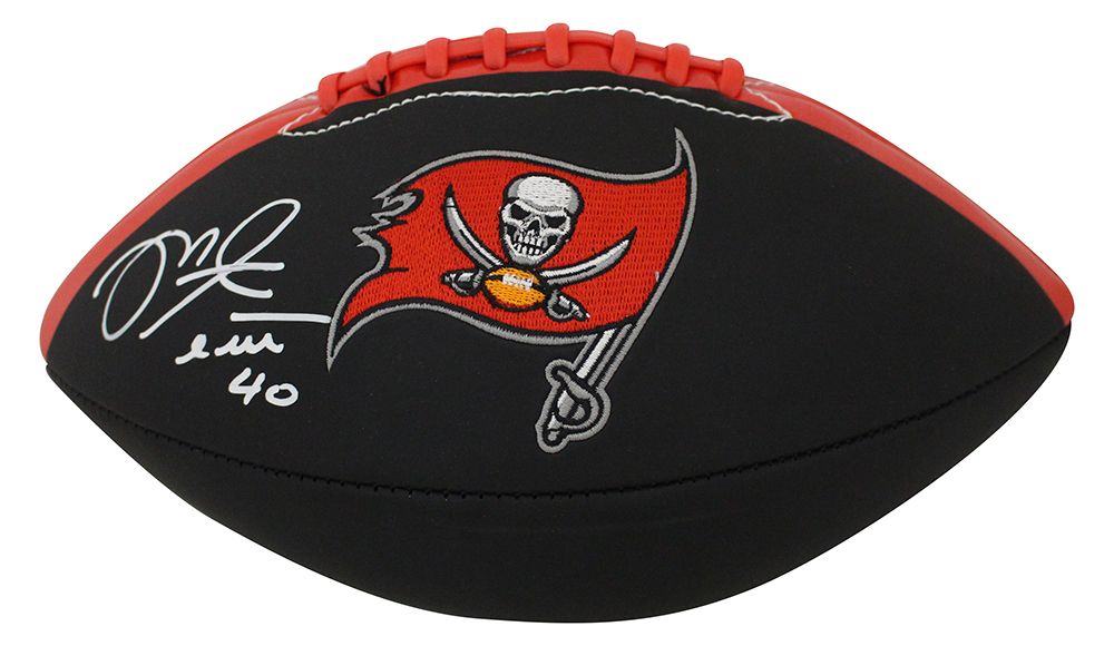 Mike Alstott Autographed Tampa Bay Buccaneers Black Logo Football BAS
