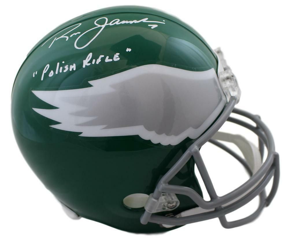 Ron Jaworski Autographed Philadelphia Eagles Replica Helmet Polish Rifle BAS