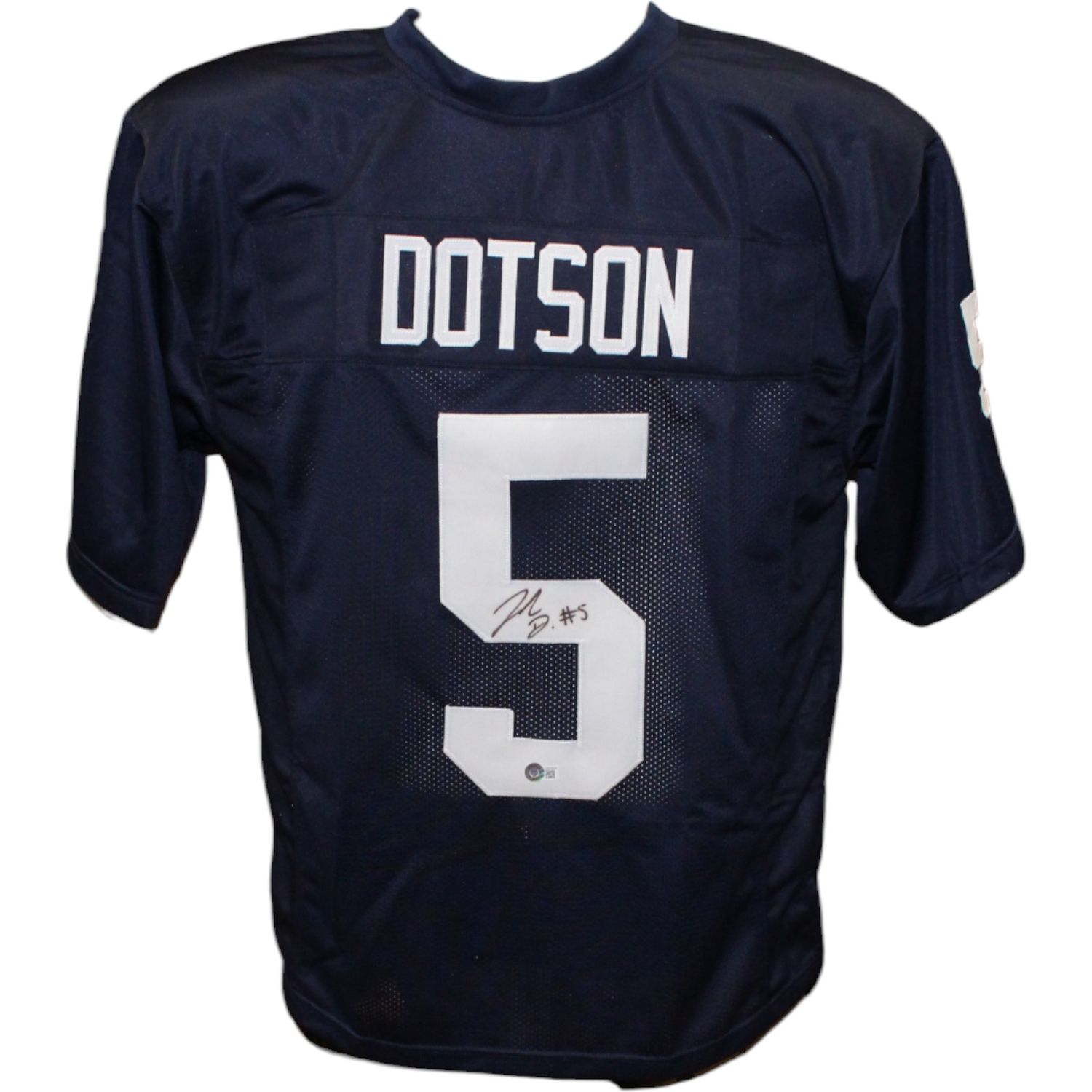 Jahan Dotson Autographed/Signed College Style Navy Jersey Beckett