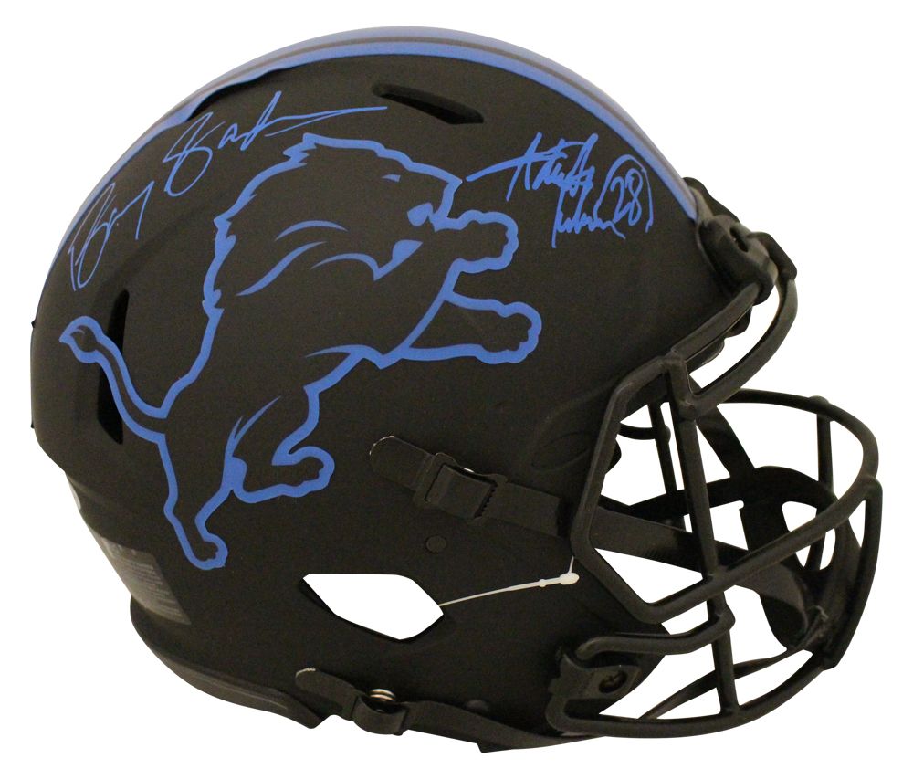 Barry Sanders &amp; Adrian Peterson Signed Lions Authentic Eclipse Helmet BAS