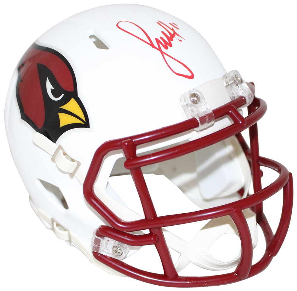 Larry Fitzgerald Autographed Arizona Cardinals Flat White Mini Helmet BAS