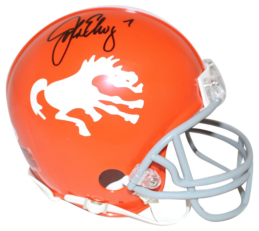 John Elway Autographed/Signed Denver Broncos TB 62-65 Mini Helmet BAS