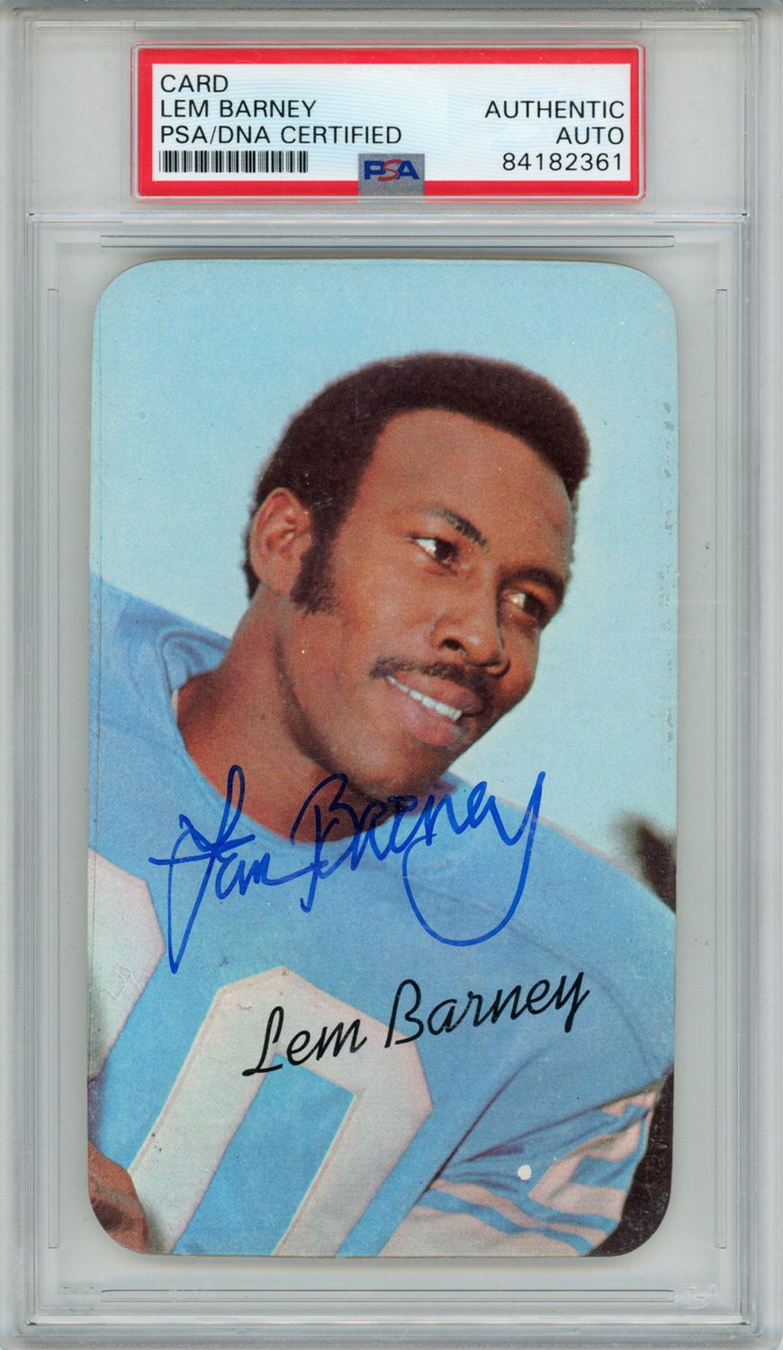 Lem Barney Autographed 1970 Topps Super #12 Trading Card PSA Slab