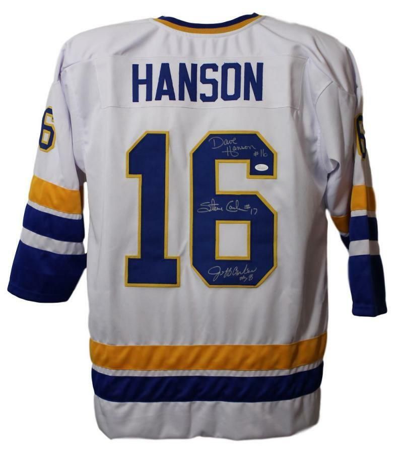 Hanson Brothers Autographed Charlestown Chiefs White XL Jersey Slap Shot JSA