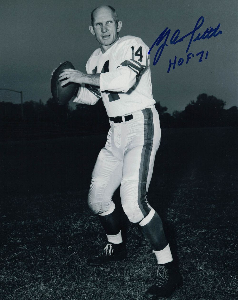 YA Tittle Autographed/Signed New York Giants 8x10 Photo HOF