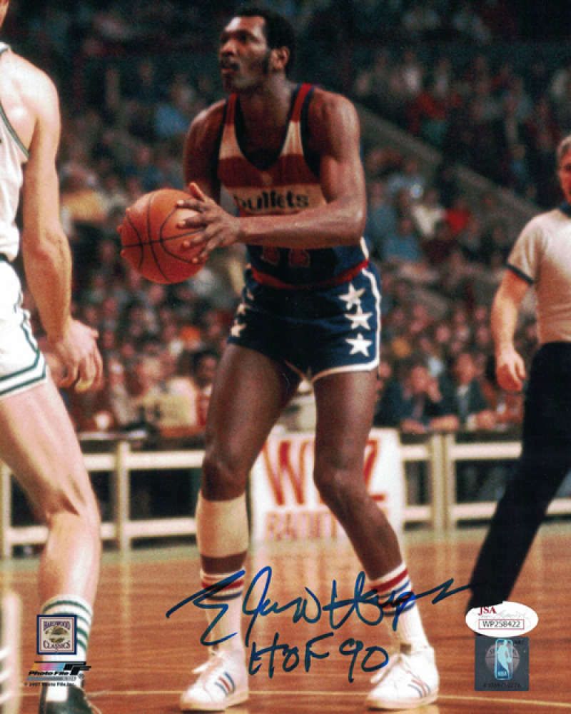 Elvin Hayes Autographed Washington Bullets 8x10 Photo (Foul Line) HOF JSA
