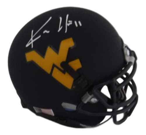Kevin White Autographed West Virginia Schutt Mini Helmet Blue JSA
