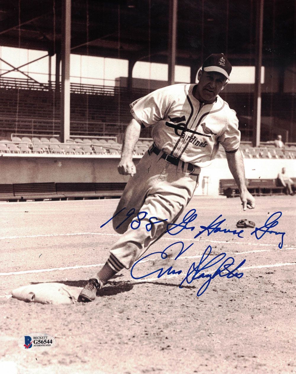 Enos Slaughter Signed St Louis Cardinals 8x10 Photo Gas House Gang BAS