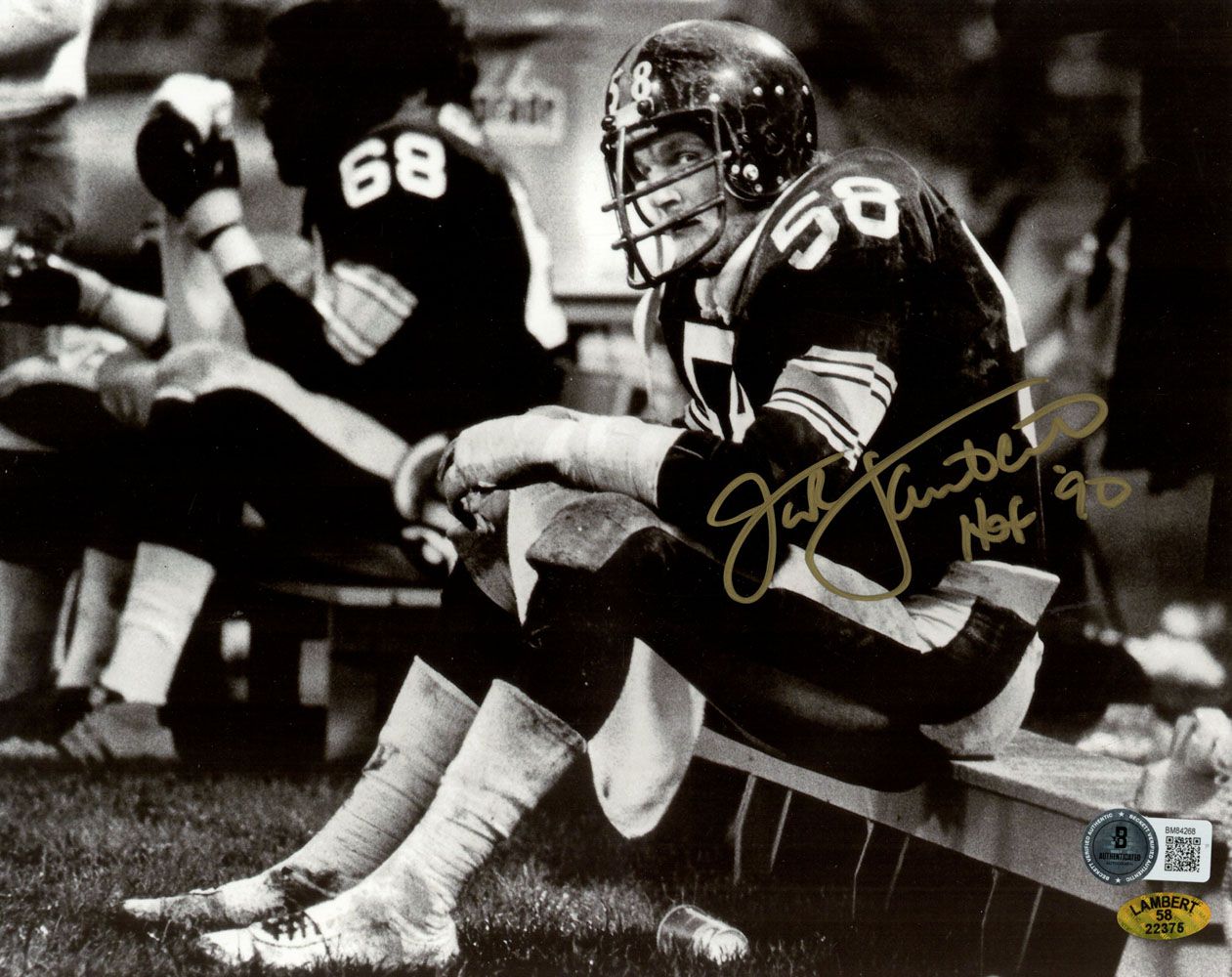 Jack Lambert Signed Pittsburgh Steelers 8x10 Photo HOF Beckett 45522