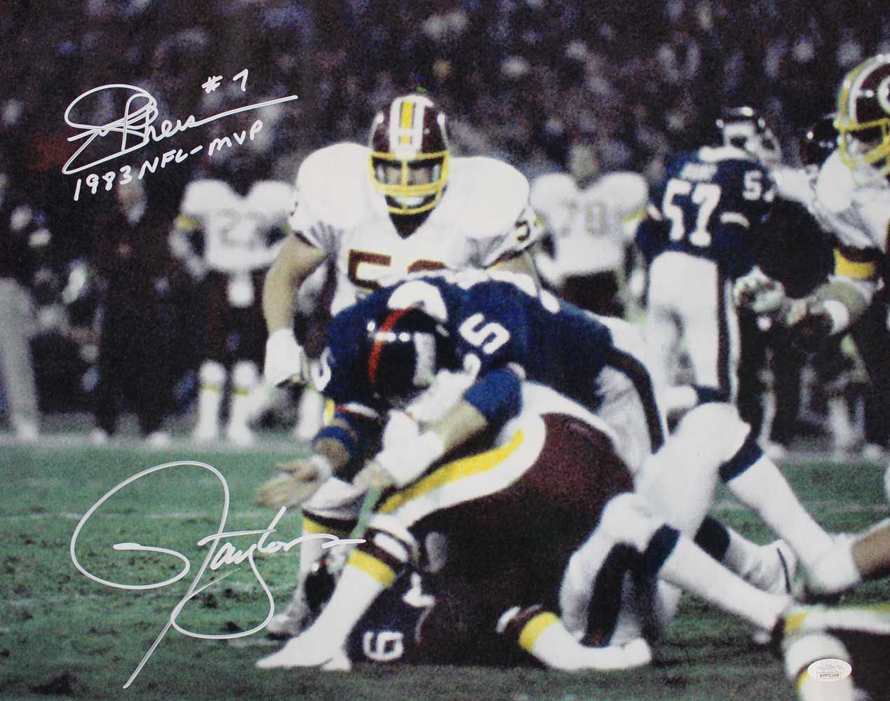 Lawrence Taylor &amp; Joe Theismann Signed Giants Redskins 16x20 Photo JSA