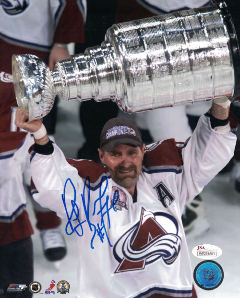 Ray Bourque Autographed Colorado Avalanche 8x10 Photo (Lifting Cup) JSA
