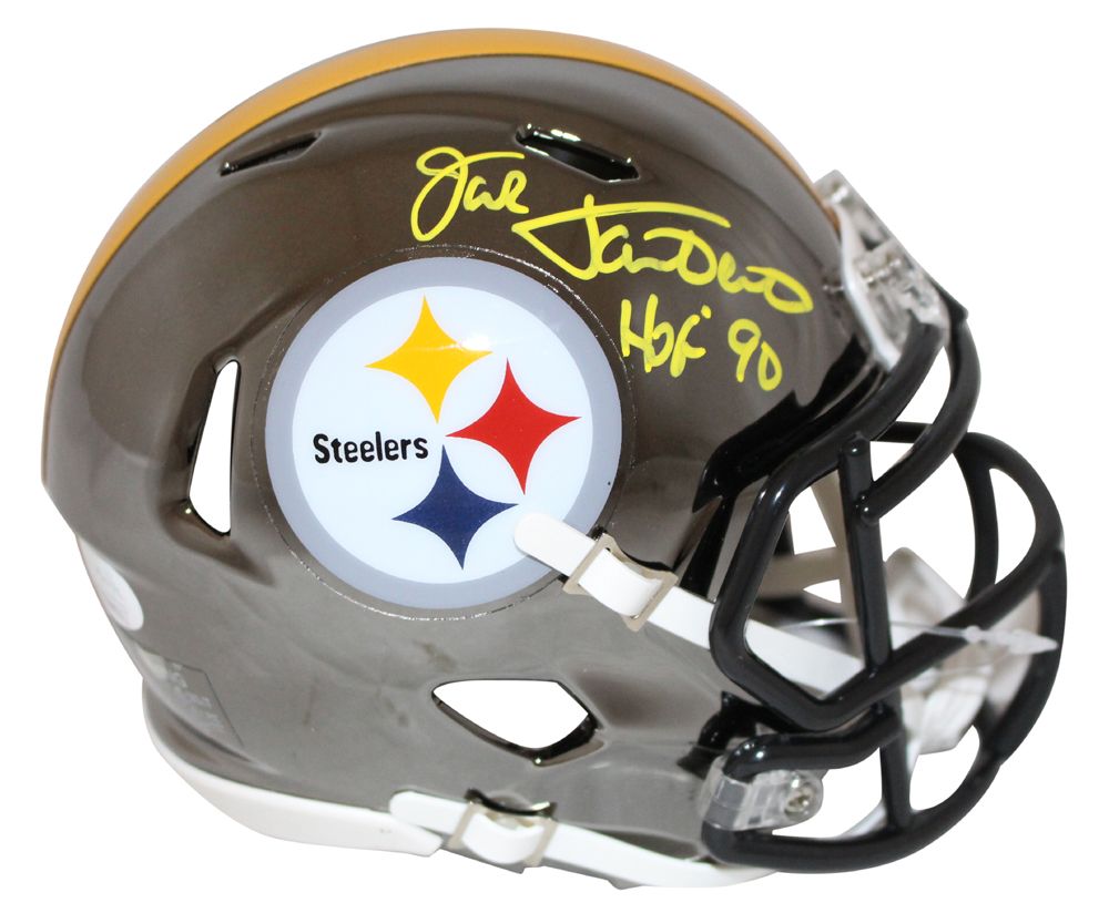 Jack Lambert Autographed Pittsburgh Steelers Chrome Mini Helmet HOF JSA