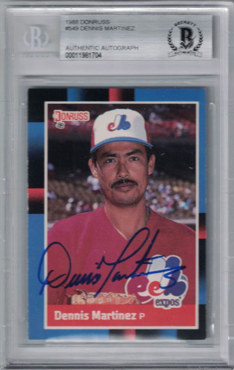 Dennis Martinez Signed Montreal Expos 1988 Donruss #549 Trading Card BAS
