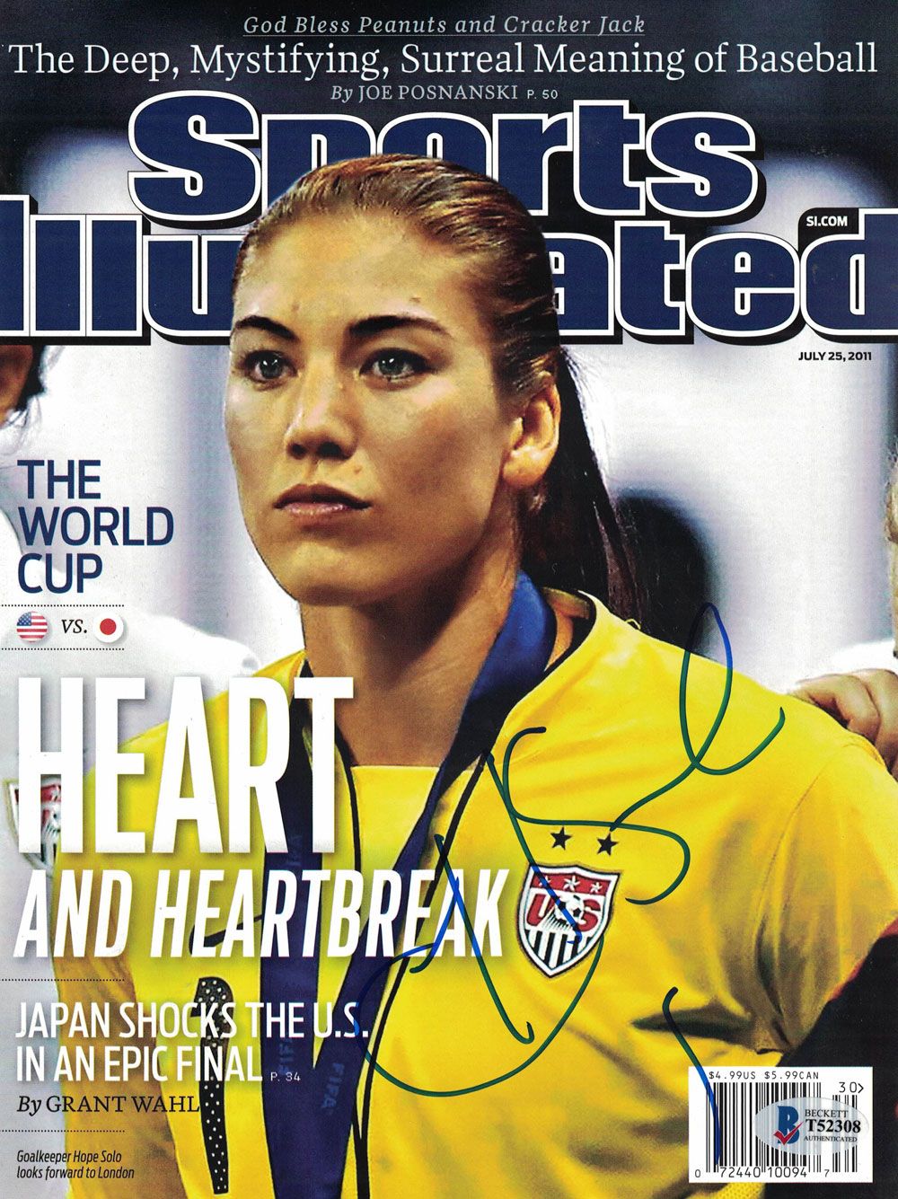 Hope Solo Autographed USA Soccer 2011 Sports Illustrated Magazine BAS