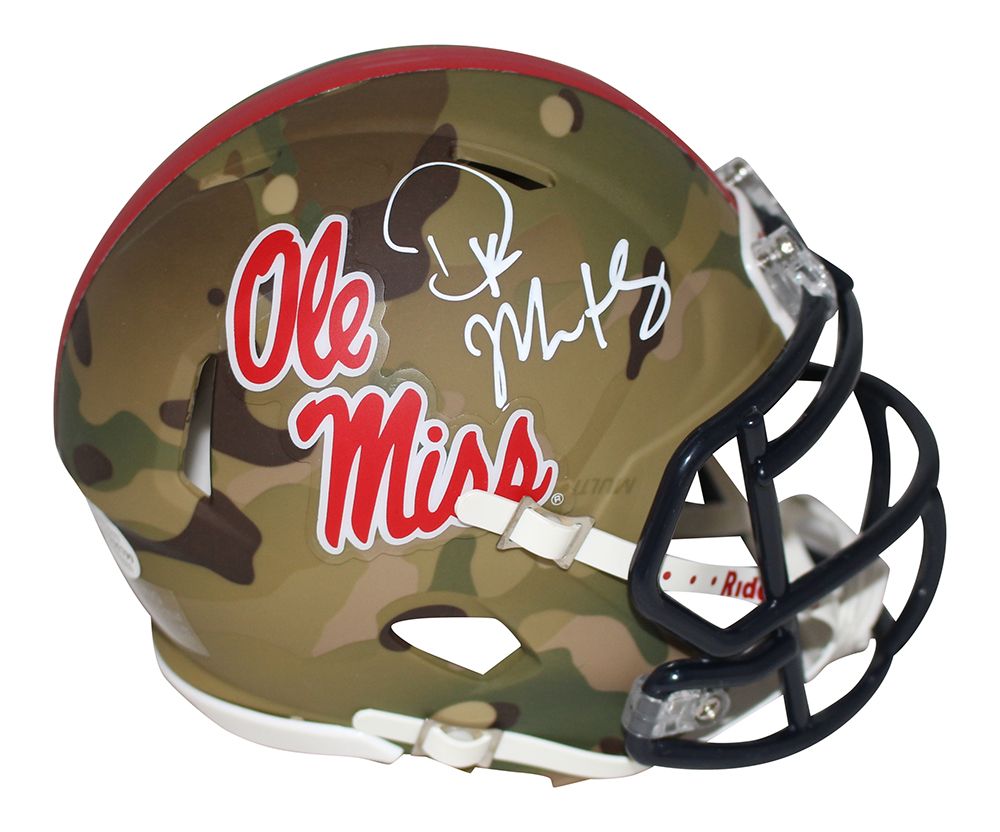 DK Metcalf Autographed/Signed Ole Miss Rebels Camo Mini Helmet BAS