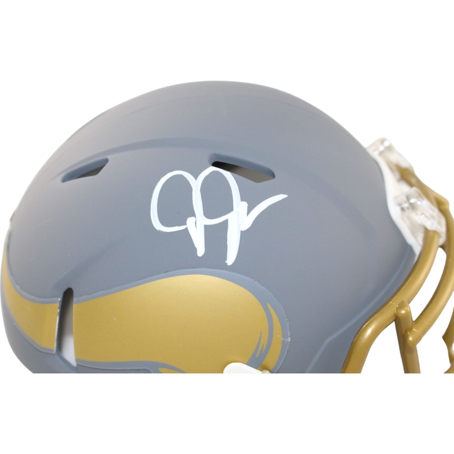 Justin Jefferson Signed Minnesota Vikings Slate Mini Helmet Beckett 44568