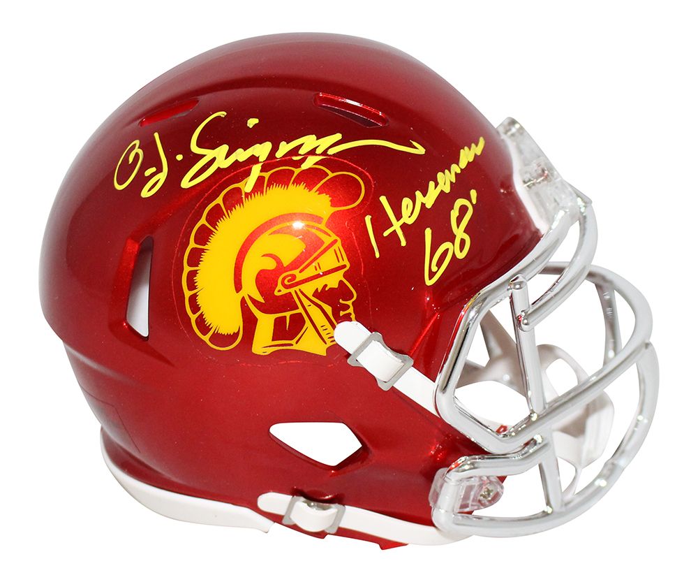 O.J. Simpson Autographed USC Trojans Chrome Mini Helmet Heisman JSA