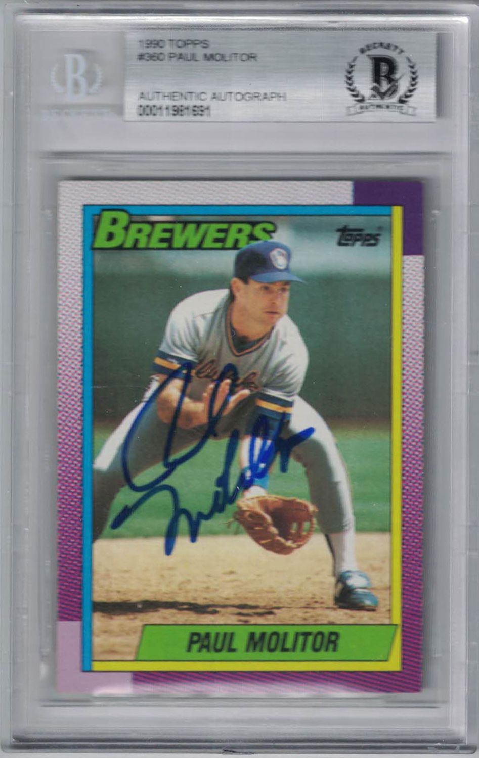 Phil Niekro Signed Milwaukee Brewers 1990 Topps #360 Trading Card BAS