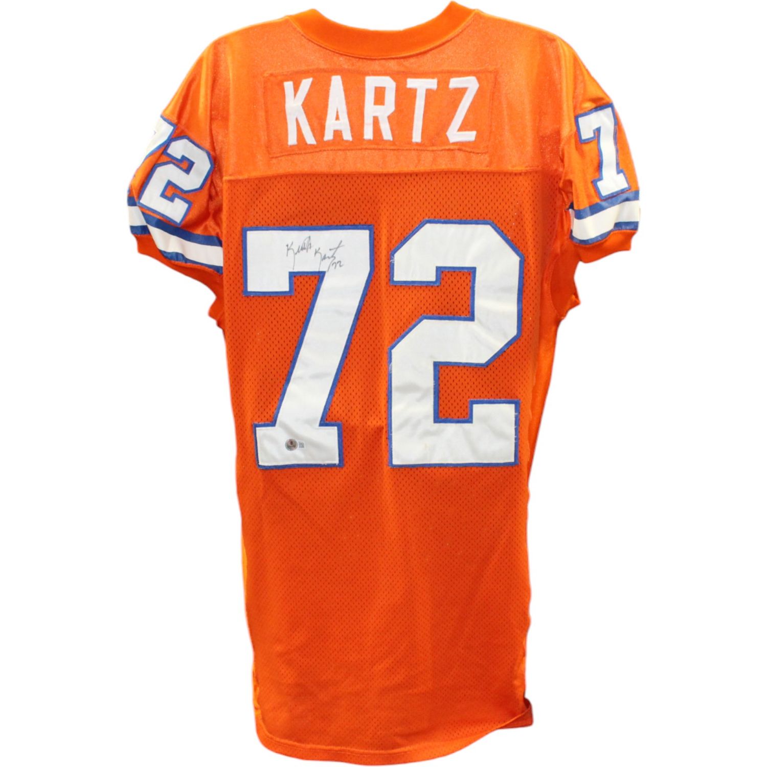 Keith Kartz Signed Broncos Game Used Wilson Orange Jersey BAS 45072