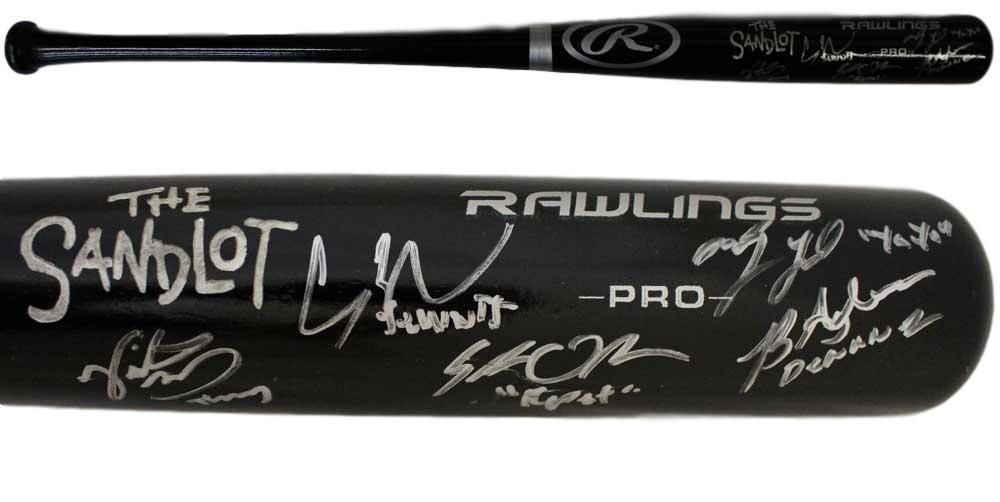 The Sandlot Autographed/Signed Black Rawlings Baseball Bat 5 Sigs BAS