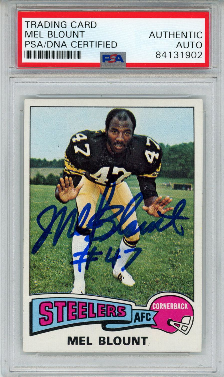 Mel Blount Autographed 1975 Topps #12 Trading Card PSA Slab