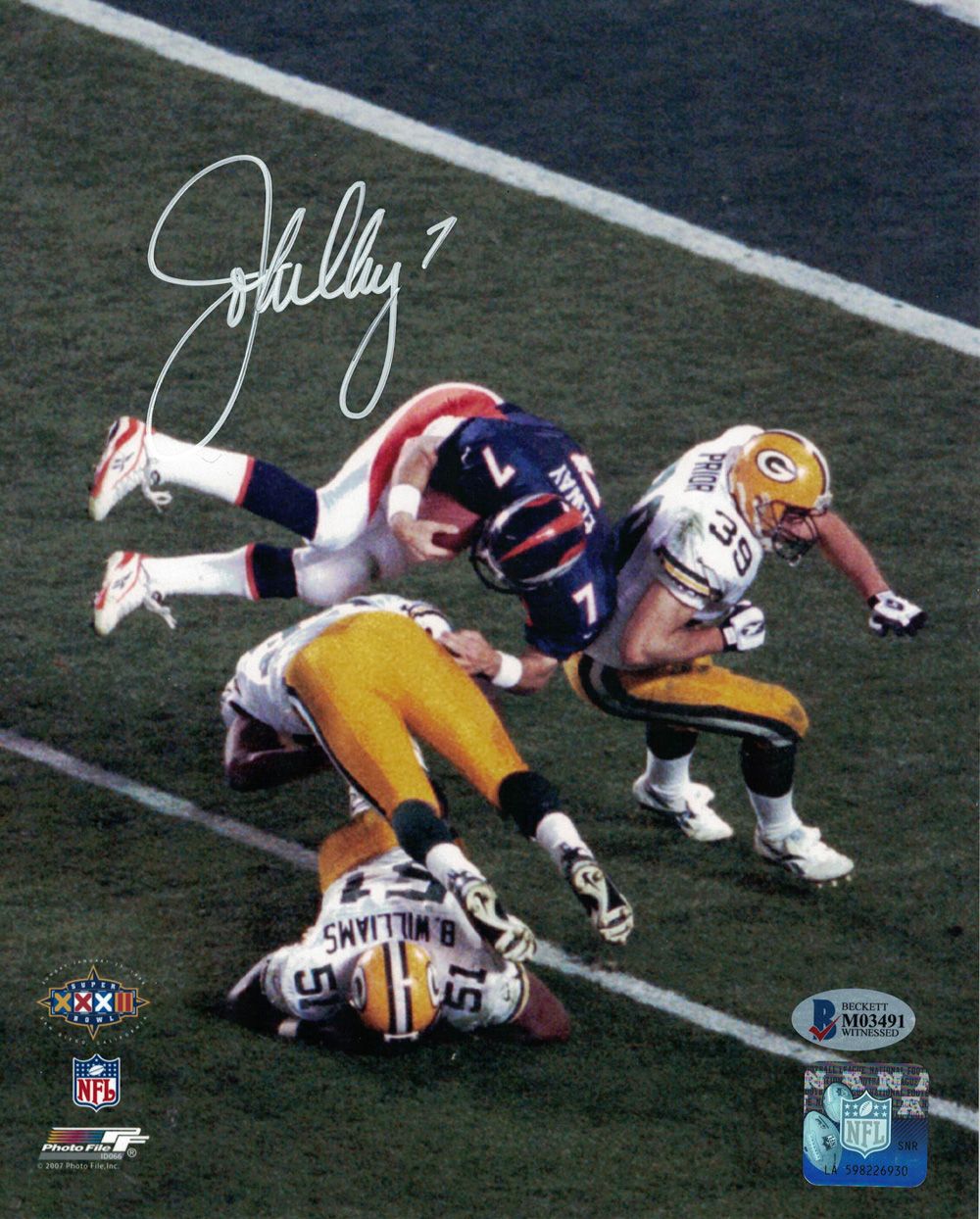 John Elway Autographed/Signed Denver Broncos 8x10 Photo BAS PF