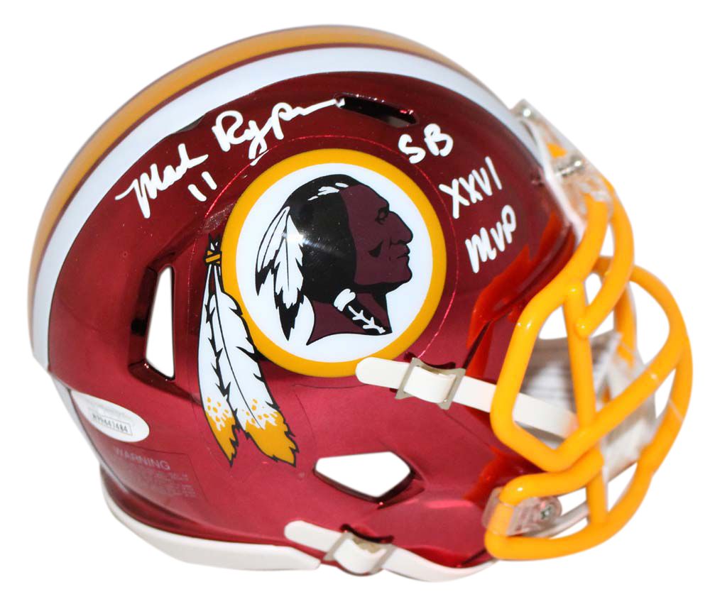Mark Rypien Autographed Washington Redskins Chrome Mini Helmet MVP JSA