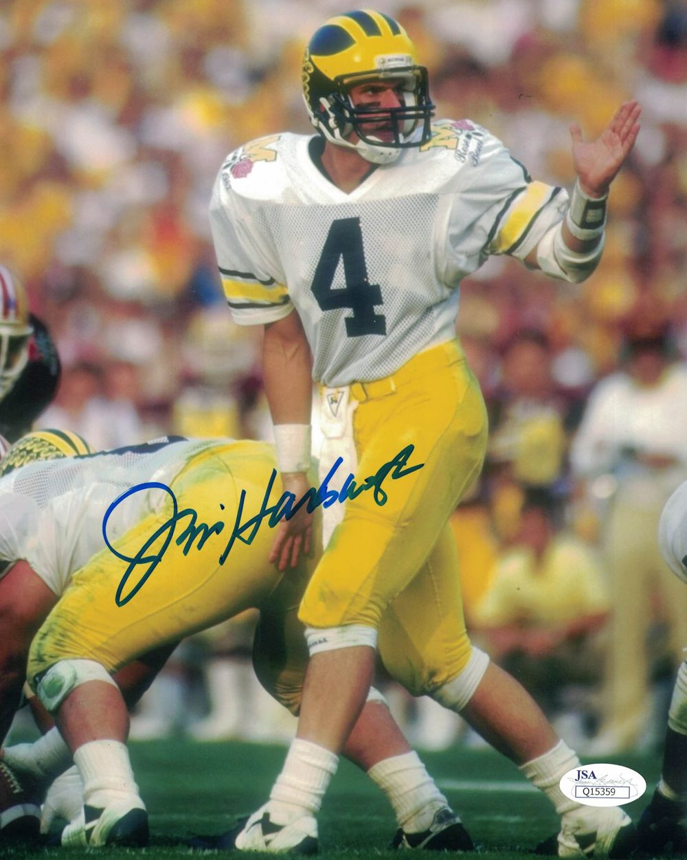 Jim Harbaugh Autographed/Signed Michigan Wolverines 8x10 Photo JSA
