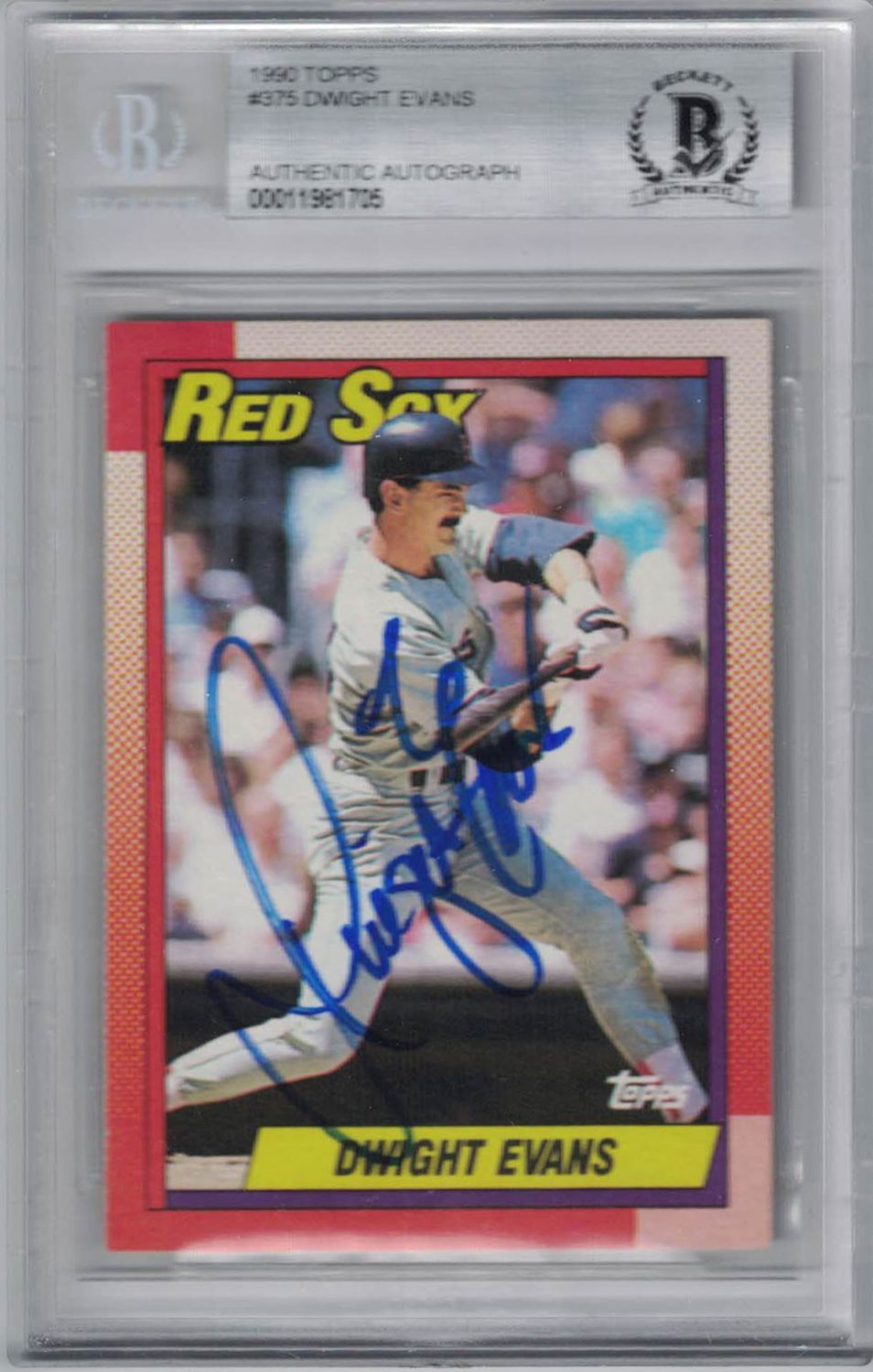 Dwight Evans Signed Boston Red Sox 1990 Topps #375 Trading Card BAS