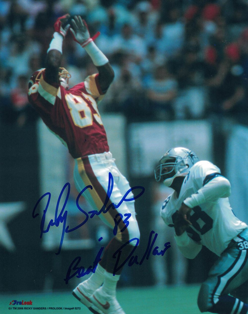 Ricky Sanders Autographed Washington Redskins 8x10 Photo Beat Dallas
