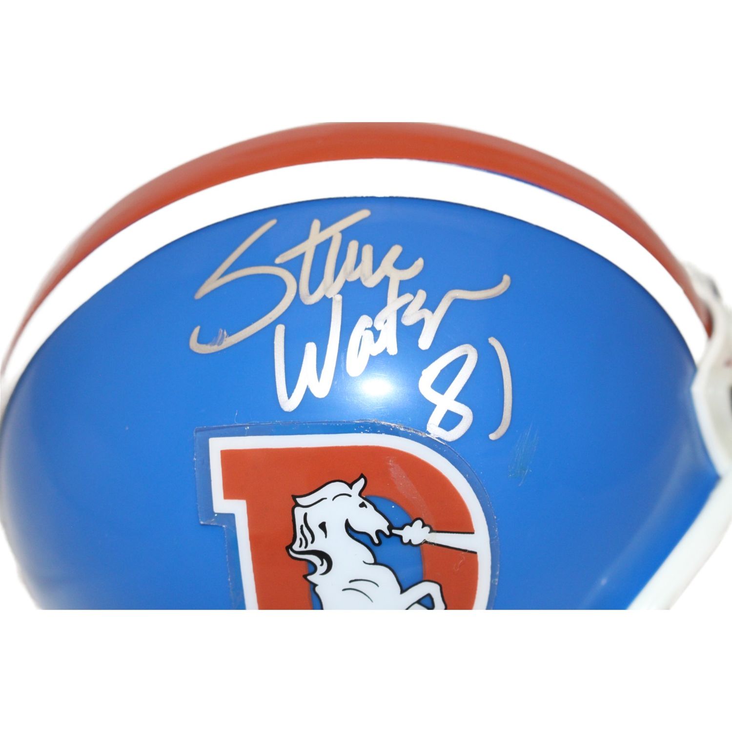 Steve Watson Autographed Denver Broncos VSR4 Replica Mini Helmet BAS 44128