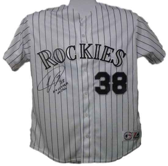 Ubaldo Jimenez Autographed Colorado Rockies Majestic Jersey w/No Hitter 04/17/10 insc
