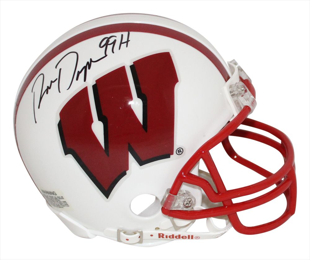 Ron Dayne Autographed/Signed Wisconsin Badgers Mini Helmet 99H JSA